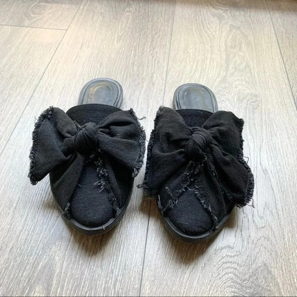 All Saints Rumour Knit Bow Mules Slides Flats Black Slip on Round toe Size 7 - Picture 6 of 14